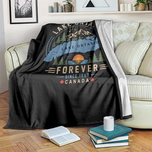 Lake Ontario Forever Since 1867 Throw Blanket Canada Map Crest Vintage Great Lakes Gift
