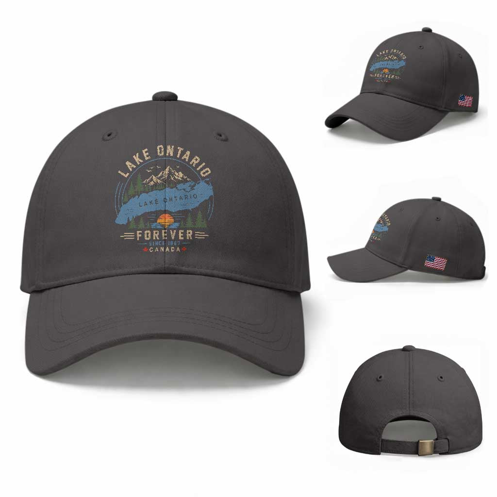 Lake Ontario Forever Since 1867 Baseball Cap Canada Map Crest Vintage Great Lakes Gift