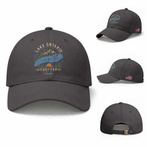 Lake Ontario Forever Since 1867 Baseball Cap Canada Map Crest Vintage Great Lakes Gift