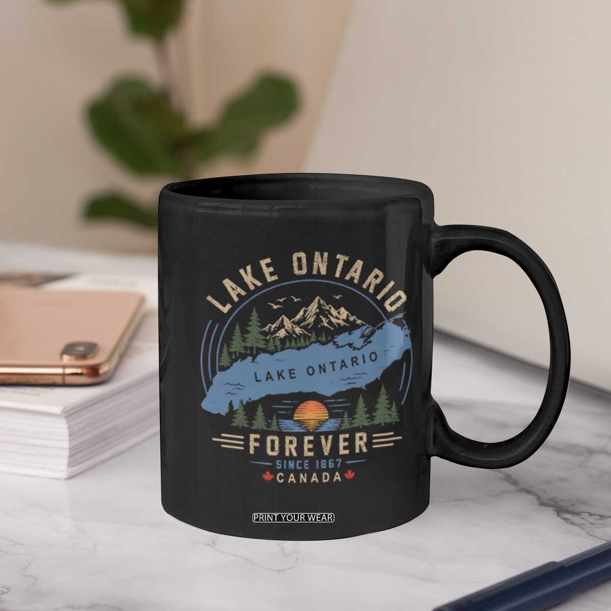 Lake Ontario Forever Since 1867 Coffee Mug Canada Map Crest Vintage Great Lakes Gift