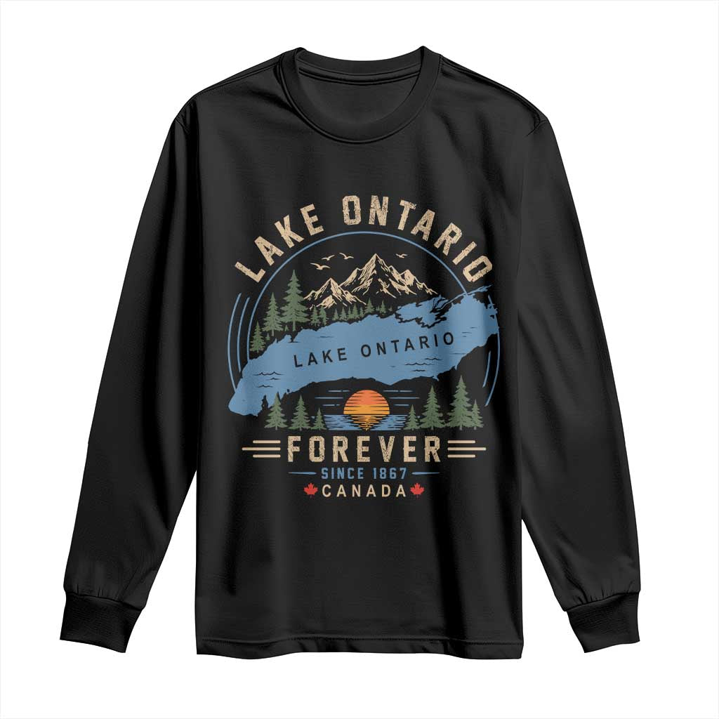 Lake Ontario Forever Since 1867 Long Sleeve Shirt Canada Map Crest Vintage Great Lakes Gift
