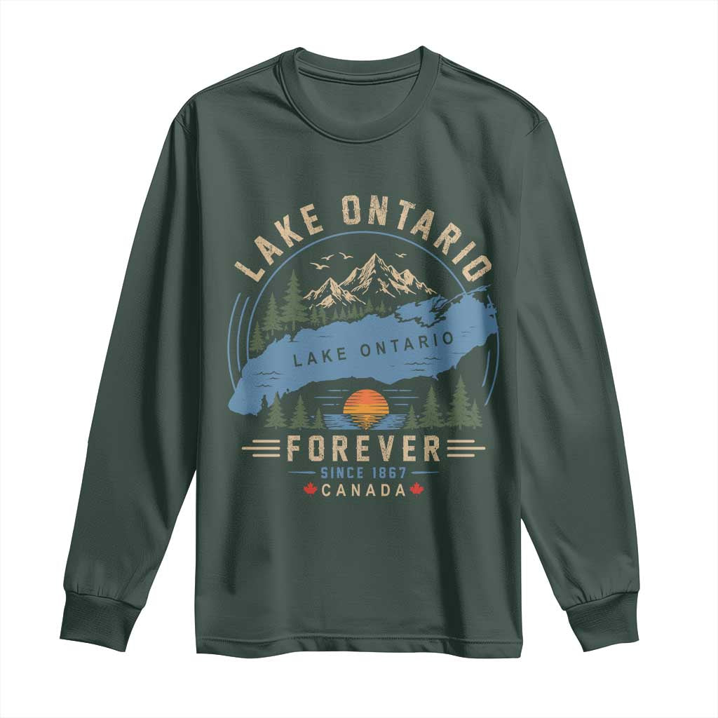 Lake Ontario Forever Since 1867 Long Sleeve Shirt Canada Map Crest Vintage Great Lakes Gift