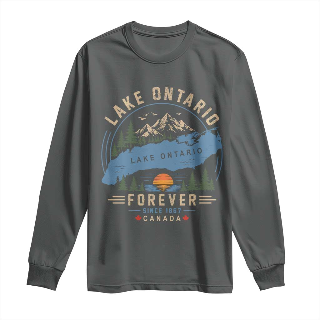Lake Ontario Forever Since 1867 Long Sleeve Shirt Canada Map Crest Vintage Great Lakes Gift