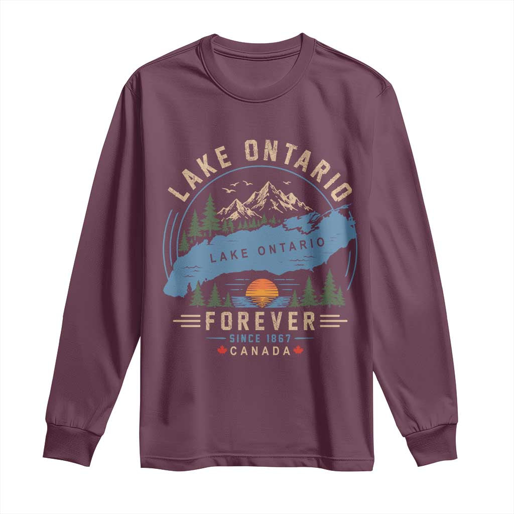 Lake Ontario Forever Since 1867 Long Sleeve Shirt Canada Map Crest Vintage Great Lakes Gift