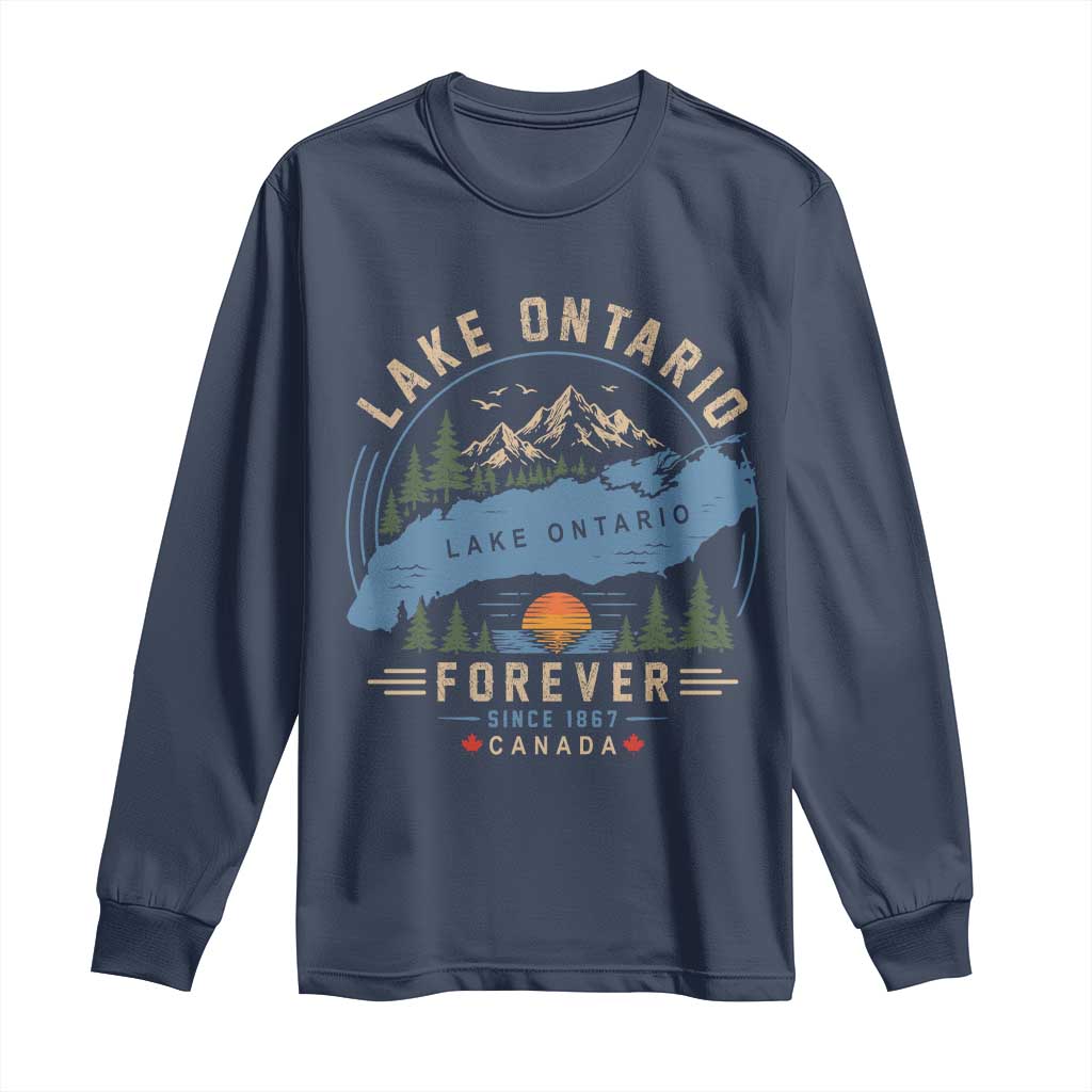 Lake Ontario Forever Since 1867 Long Sleeve Shirt Canada Map Crest Vintage Great Lakes Gift