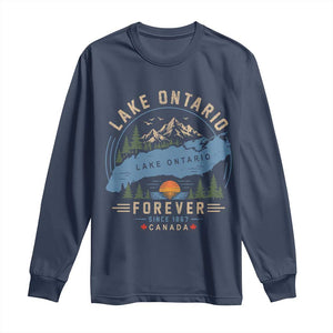 Lake Ontario Forever Since 1867 Long Sleeve Shirt Canada Map Crest Vintage Great Lakes Gift