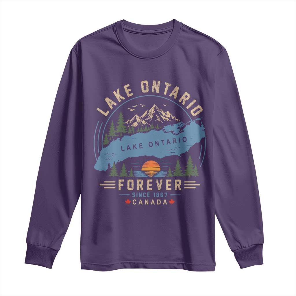 Lake Ontario Forever Since 1867 Long Sleeve Shirt Canada Map Crest Vintage Great Lakes Gift
