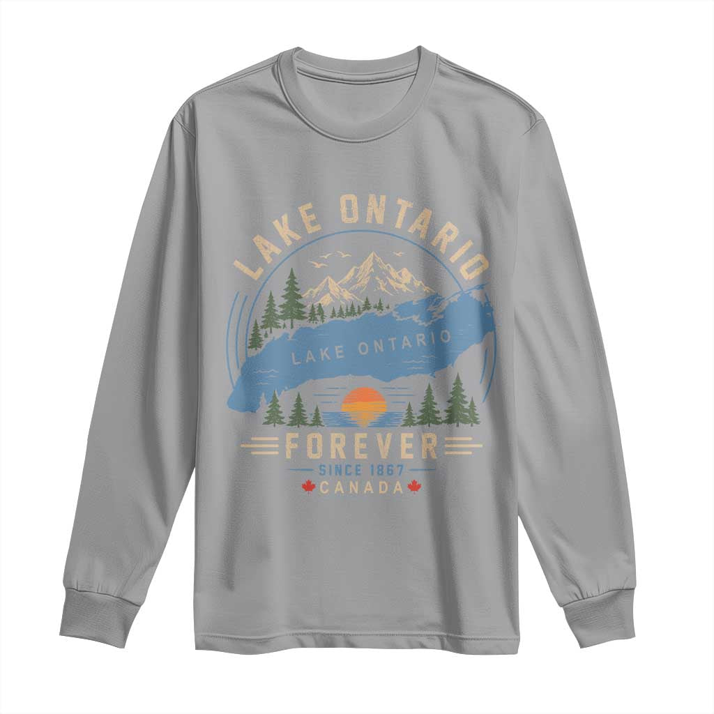 Lake Ontario Forever Since 1867 Long Sleeve Shirt Canada Map Crest Vintage Great Lakes Gift