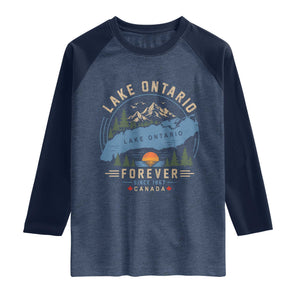 Lake Ontario Forever Since 1867 Raglan Shirt Canada Map Crest Vintage Great Lakes Gift