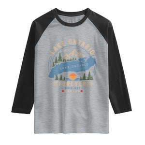 Lake Ontario Forever Since 1867 Raglan Shirt Canada Map Crest Vintage Great Lakes Gift