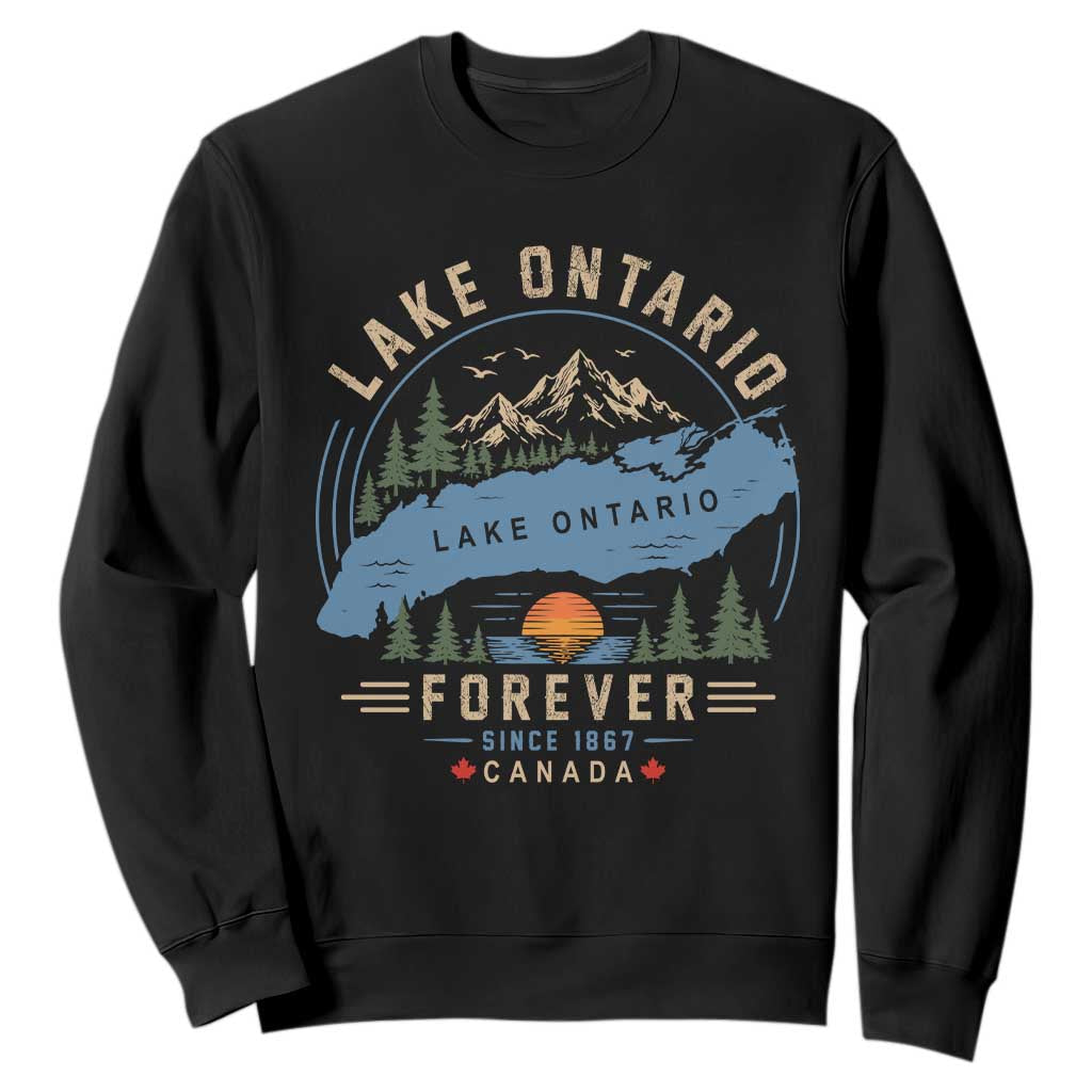 Lake Ontario Forever Since 1867 Sweatshirt Canada Map Crest Vintage Great Lakes Gift