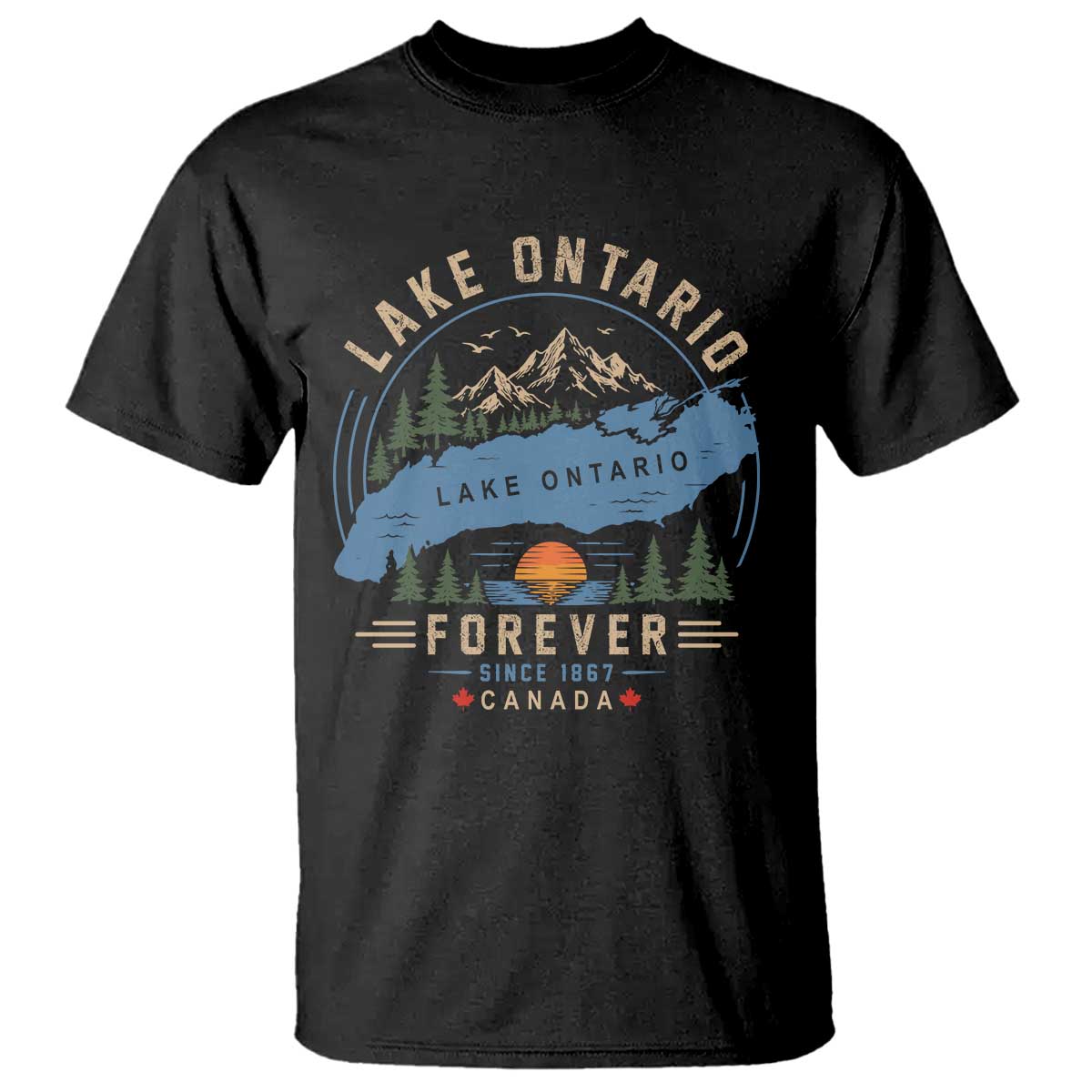 Lake Ontario Forever Since 1867 T Shirt Canada Map Crest Vintage Great Lakes Gift