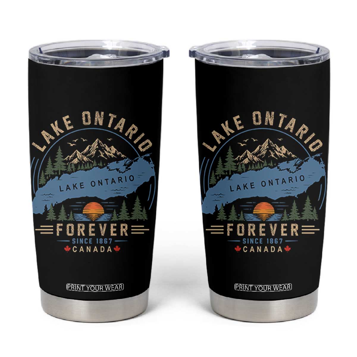 Lake Ontario Forever Since 1867 Tumbler Cup Canada Map Crest Vintage Great Lakes Gift