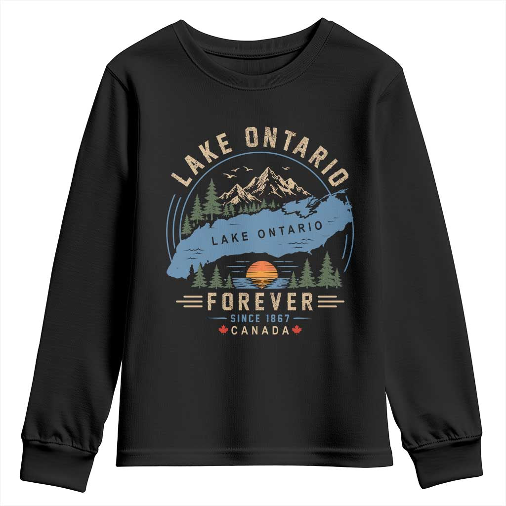 Lake Ontario Forever Since 1867 Youth Sweatshirt Canada Map Crest Vintage Great Lakes Gift