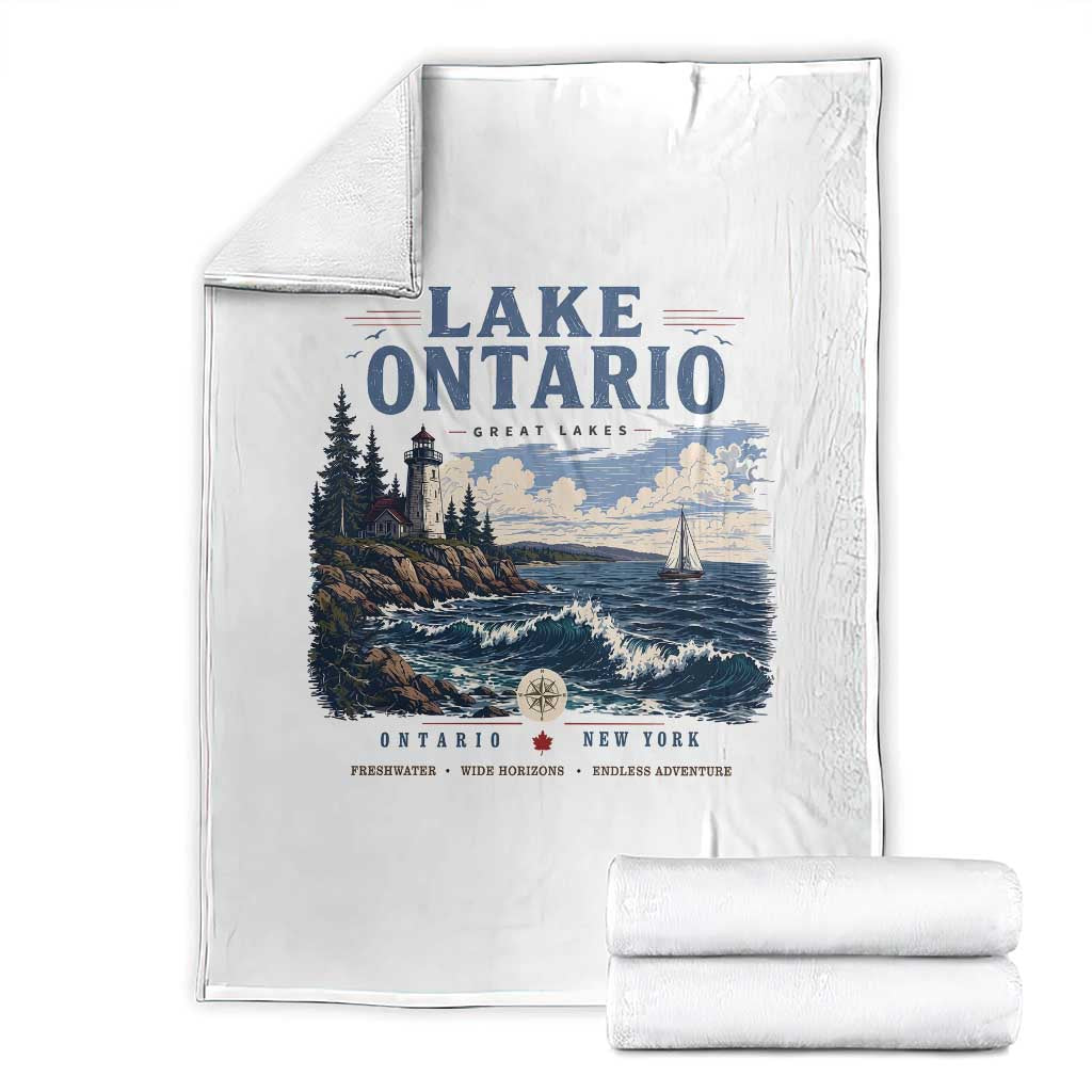 Lake Ontario Coastal Lighthouse Graphic Throw Blanket Scenic Great Lakes Sunset Boat Vacation
