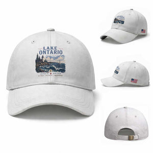 Lake Ontario Coastal Lighthouse Graphic Baseball Cap Scenic Great Lakes Sunset Boat Vacation