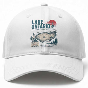 Lake Ontario Est 1615 Vintage Map Graphic Baseball Cap Retro Sun Nautical Lighthouse Great Lakes Gift
