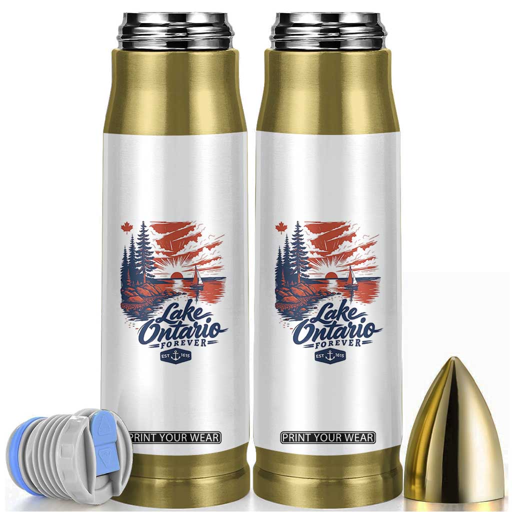 Lake Ontario Forever Est 1615 Vintage Canadian Maple Leaf Bullet Tumbler Sunset Nautical Great Lakes Gift