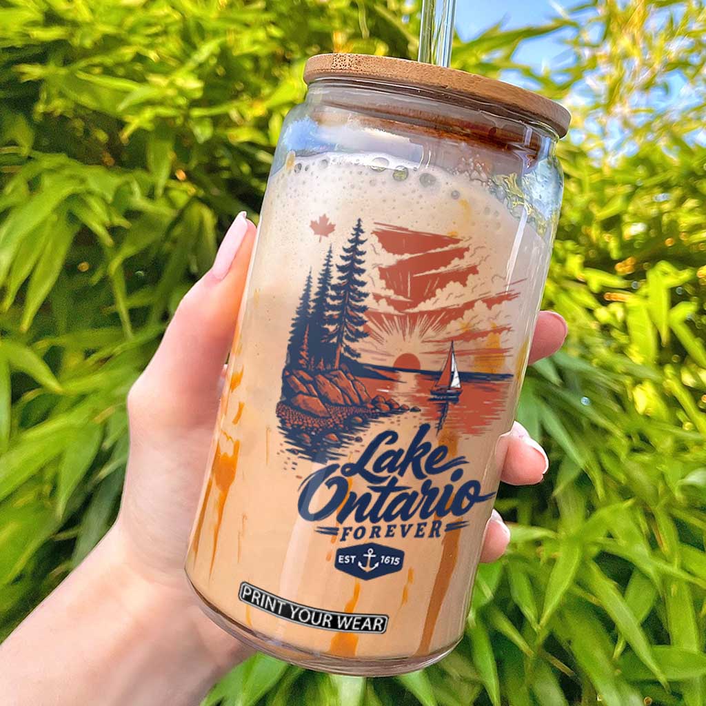 Lake Ontario Forever Est 1615 Vintage Canadian Maple Leaf Glass Can Sunset Nautical Great Lakes Gift