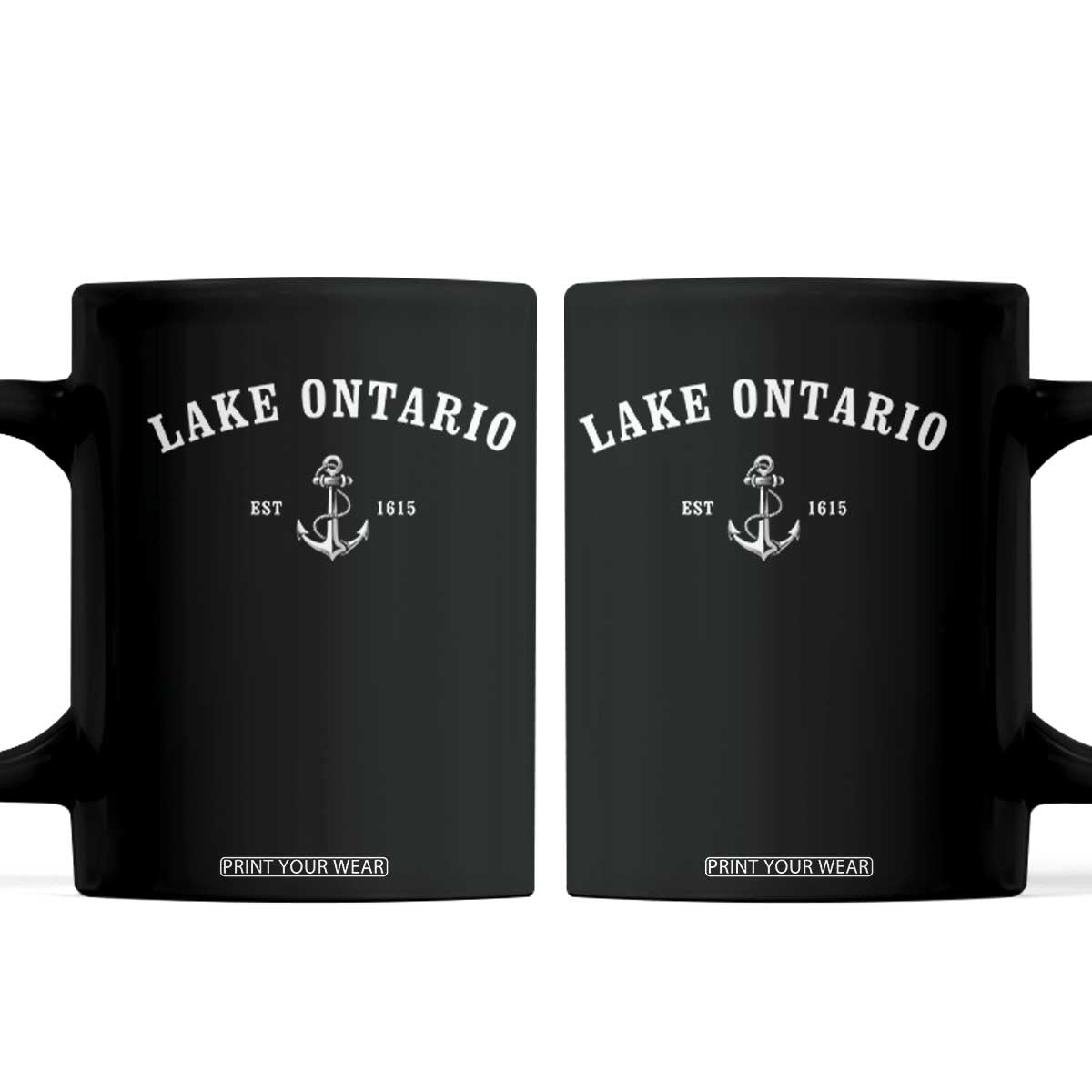 Lake Ontario Est 1615 Nautical Anchor Graphic Coffee Mug Boating Lake Life Vacation Gift