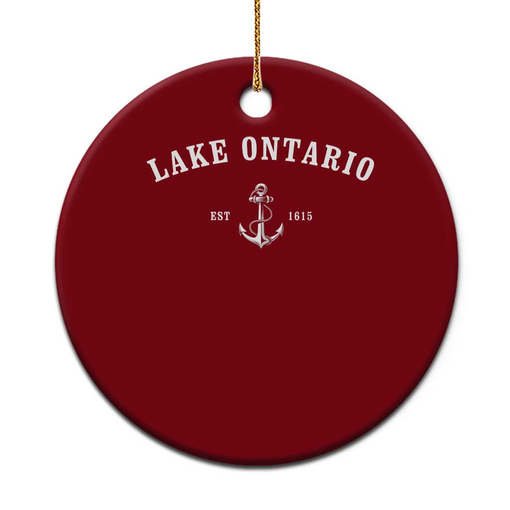 Lake Ontario Est 1615 Nautical Anchor Graphic Ceramic Ornament Boating Lake Life Vacation Gift