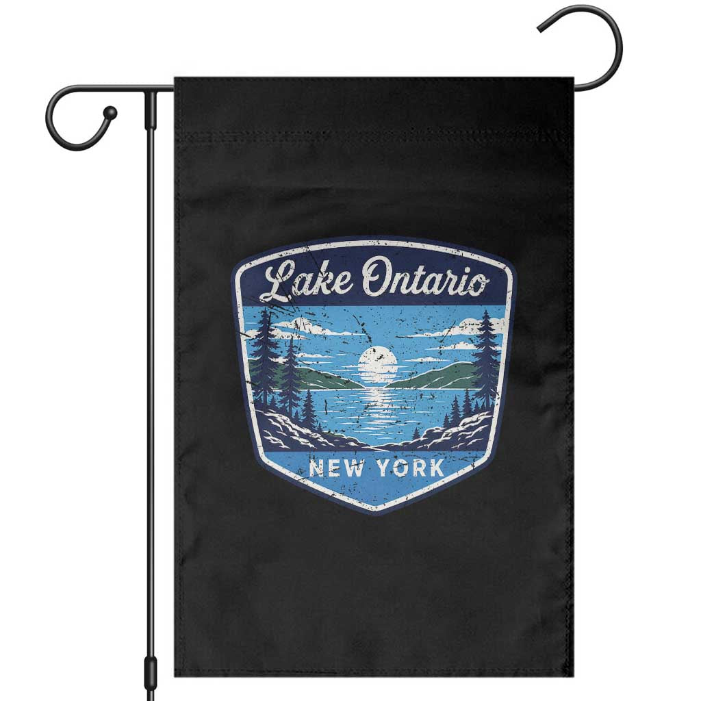 Lake Ontario New York Vintage Badge Garden Flag Scenic Outdoor Sunset Great Lakes Gift
