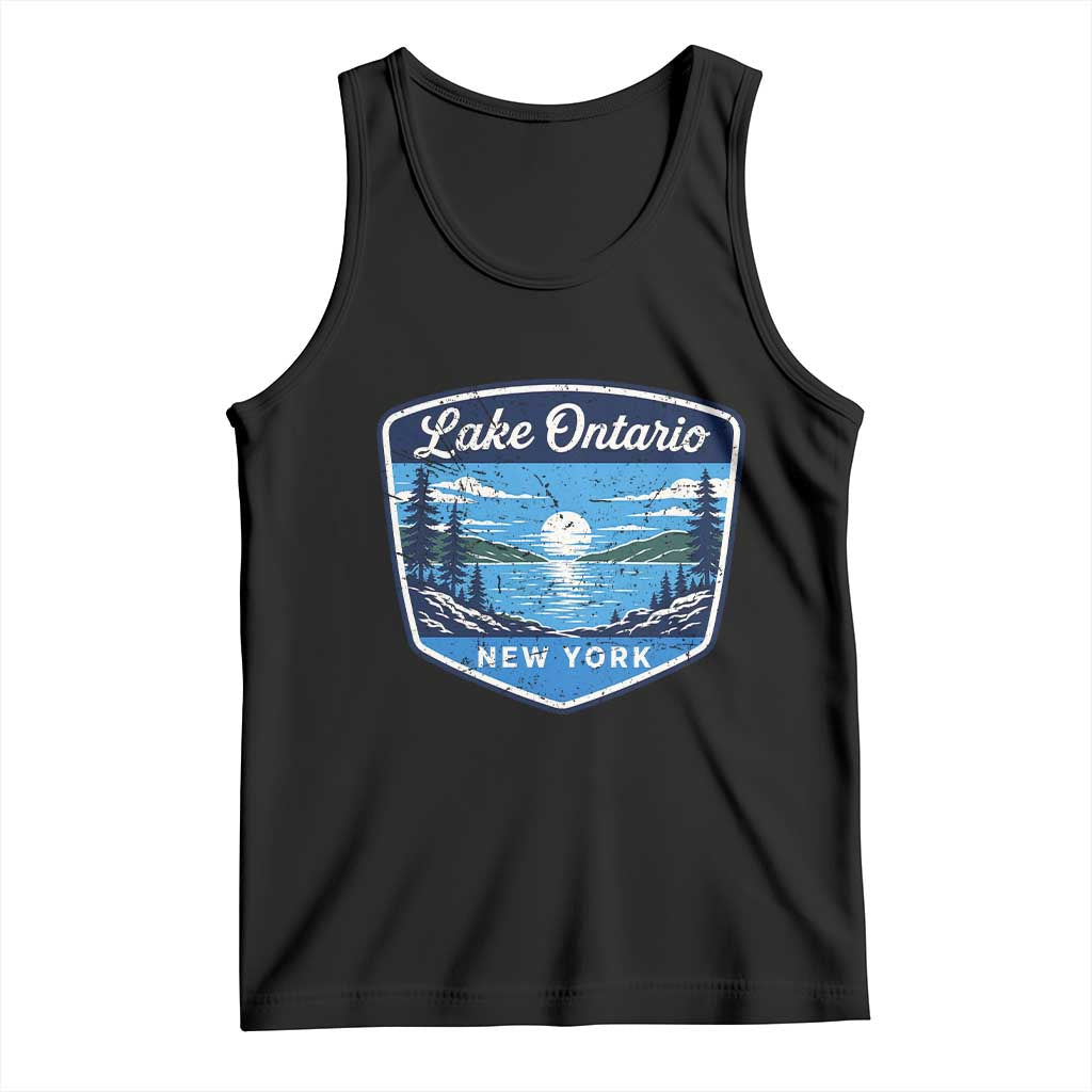 Lake Ontario New York Vintage Badge Tank Top Scenic Outdoor Sunset Great Lakes Gift
