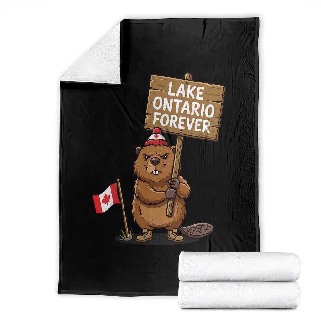 Lake Ontario Forever Canadian Beaver Resist Graphic Throw Blanket Funny Canadian Wildlife Pride Maplle Leaf Flag