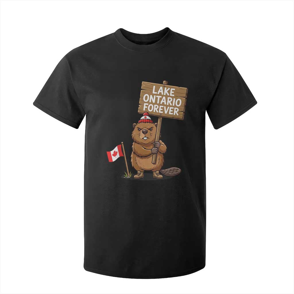 Lake Ontario Forever Canadian Beaver Resist Graphic T Shirt For Kid Funny Canadian Wildlife Pride Maplle Leaf Flag