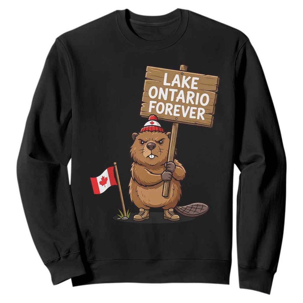 Lake Ontario Forever Canadian Beaver Resist Graphic Sweatshirt Funny Canadian Wildlife Pride Maplle Leaf Flag