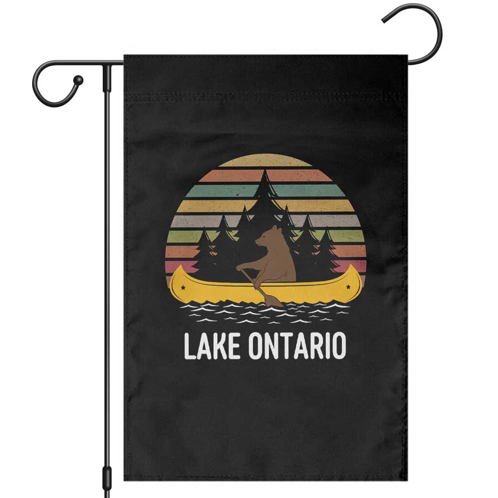 Lake Ontario Paddling Bear Canoe Graphic Garden Flag Retro Sunset Outdoor Canoe Lake Life Vacation Gift