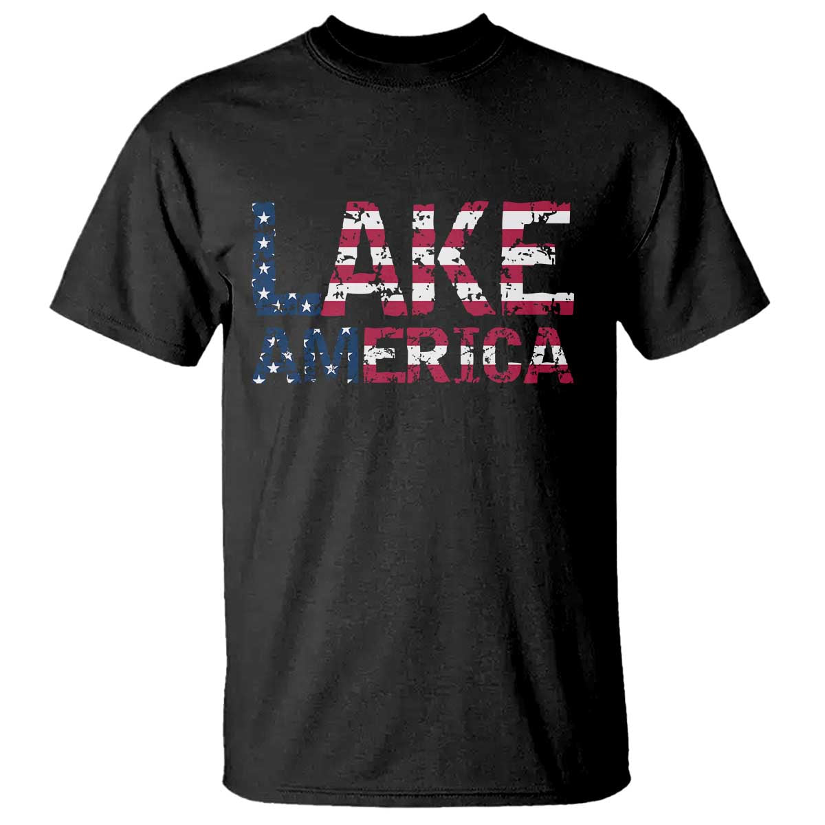 Lake America Est 2026 Patriotic American Flag T Shirt Distressed Bold Graphic USA Great Lakes Pride Gift
