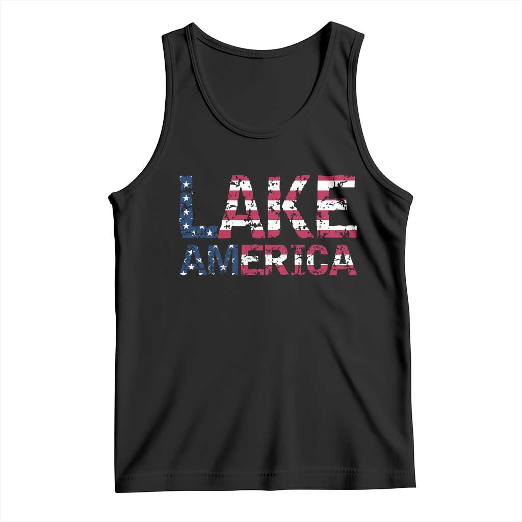 Lake America Est 2026 Patriotic American Flag Tank Top Distressed Bold Graphic USA Great Lakes Pride Gift