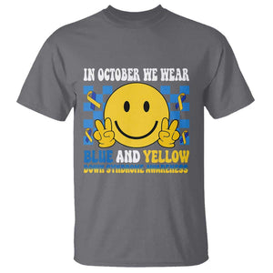 Down Syndrome Awareness T Shirt In October We Wear Blue And Yellow Support Squad TS02 Charcoal Print Your Wear