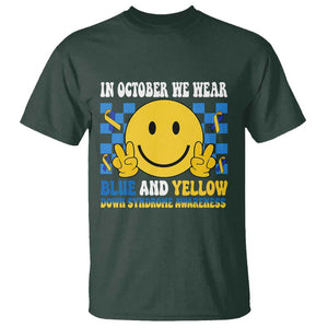 Down Syndrome Awareness T Shirt In October We Wear Blue And Yellow Support Squad TS02 Dark Forest Green Print Your Wear