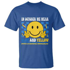 Down Syndrome Awareness T Shirt In October We Wear Blue And Yellow Support Squad TS02 Royal Blue Print Your Wear