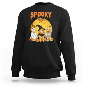 Halloween Golden Retriever Sweatshirt Ghost Dogs Boo Sheet Spooky Vibes TS02 Black Print Your Wear