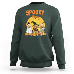 Halloween Golden Retriever Sweatshirt Ghost Dogs Boo Sheet Spooky Vibes TS02 Dark Forest Green Print Your Wear