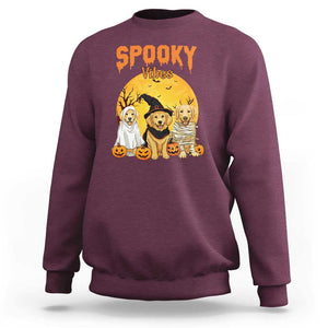 Halloween Golden Retriever Sweatshirt Ghost Dogs Boo Sheet Spooky Vibes TS02 Maroon Print Your Wear