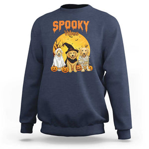 Halloween Golden Retriever Sweatshirt Ghost Dogs Boo Sheet Spooky Vibes TS02 Navy Print Your Wear