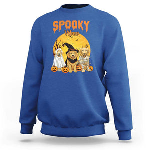 Halloween Golden Retriever Sweatshirt Ghost Dogs Boo Sheet Spooky Vibes TS02 Royal Blue Print Your Wear