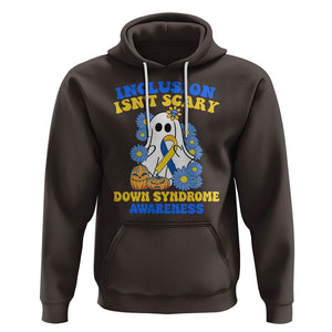 Down Syndrome Awareness Hoodie Inclusion Isn't Scary Halloween Ghost Boo Sheet Support Squad TS02 Dark Chocolate Printyourwear