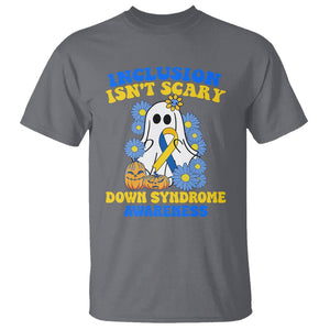 Down Syndrome Awareness T Shirt Inclusion Isn't Scary Halloween Ghost Boo Sheet Support Squad TS02 Charcoal Printyourwear