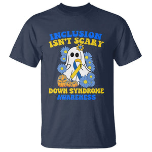 Down Syndrome Awareness T Shirt Inclusion Isn't Scary Halloween Ghost Boo Sheet Support Squad TS02 Navy Printyourwear