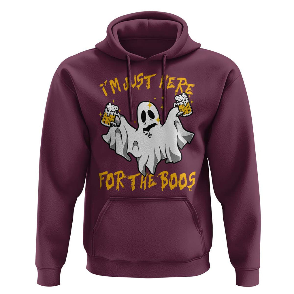 Ghost Halloween Costume Hoodie I'm Just Here For The Boos Drunk Drinking Boo Sheet TS02 Maroon Print Your Wear