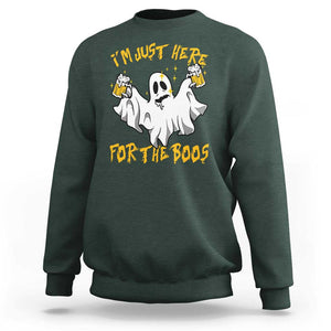 Ghost Halloween Costume Sweatshirt I'm Just Here For The Boos Drunk Drinking Boo Sheet TS02 Dark Forest Green Print Your Wear