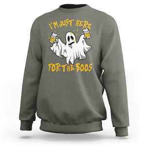 Ghost Halloween Costume Sweatshirt I'm Just Here For The Boos Drunk Drinking Boo Sheet TS02 Military Green Print Your Wear