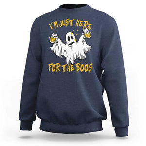 Ghost Halloween Costume Sweatshirt I'm Just Here For The Boos Drunk Drinking Boo Sheet TS02 Navy Print Your Wear