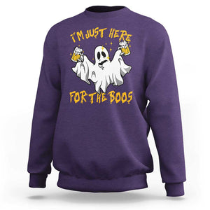 Ghost Halloween Costume Sweatshirt I'm Just Here For The Boos Drunk Drinking Boo Sheet TS02 Purple Print Your Wear