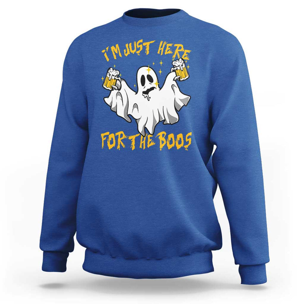 Ghost Halloween Costume Sweatshirt I'm Just Here For The Boos Drunk Drinking Boo Sheet TS02 Royal Blue Print Your Wear